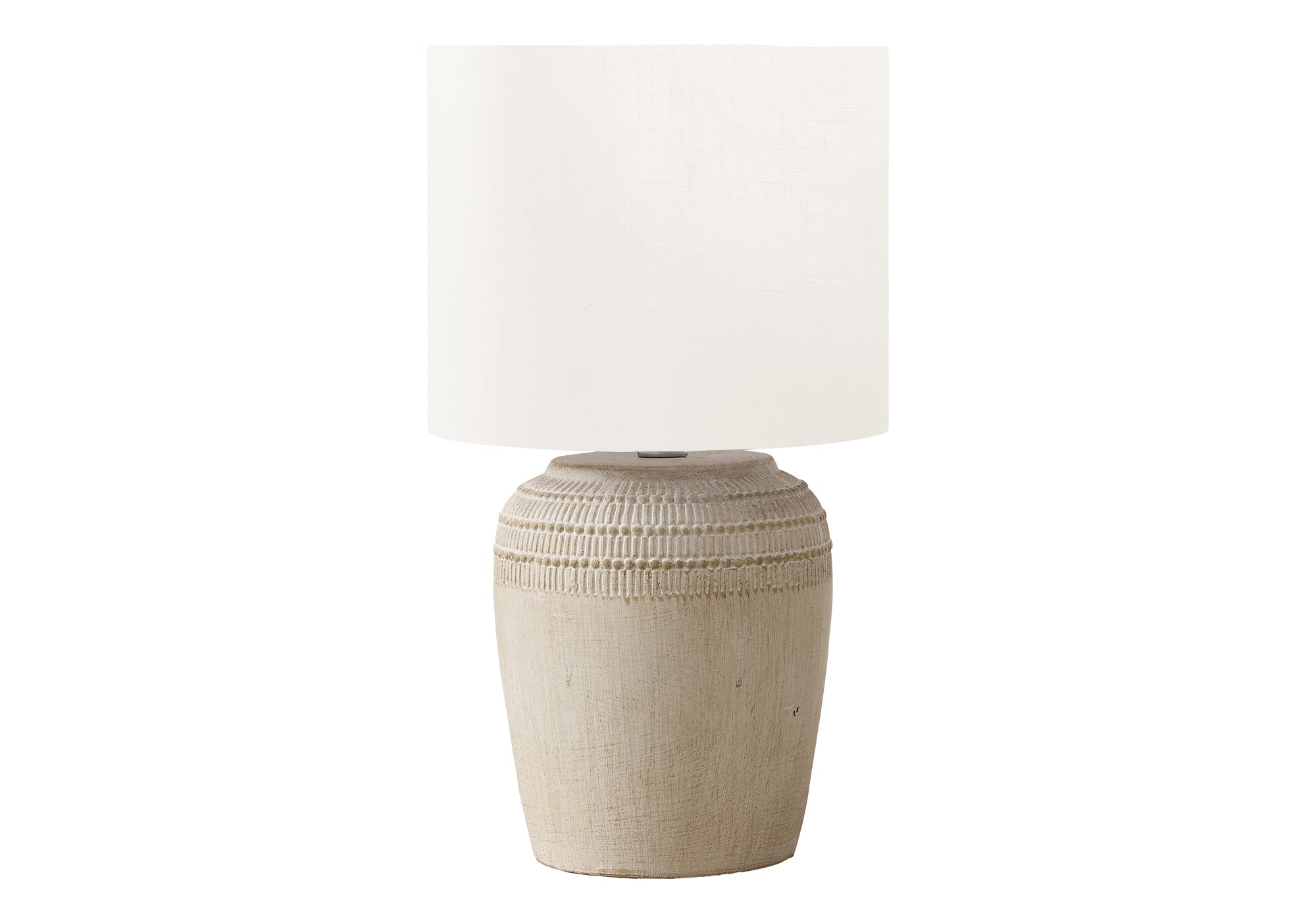 Lighting - 17"H Table Lamp Beige Ceramic / Ivory Shade-Table-DECOROLALA