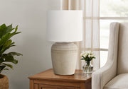 Lighting - 17"H Table Lamp Beige Ceramic / Ivory Shade-Table-DECOROLALA