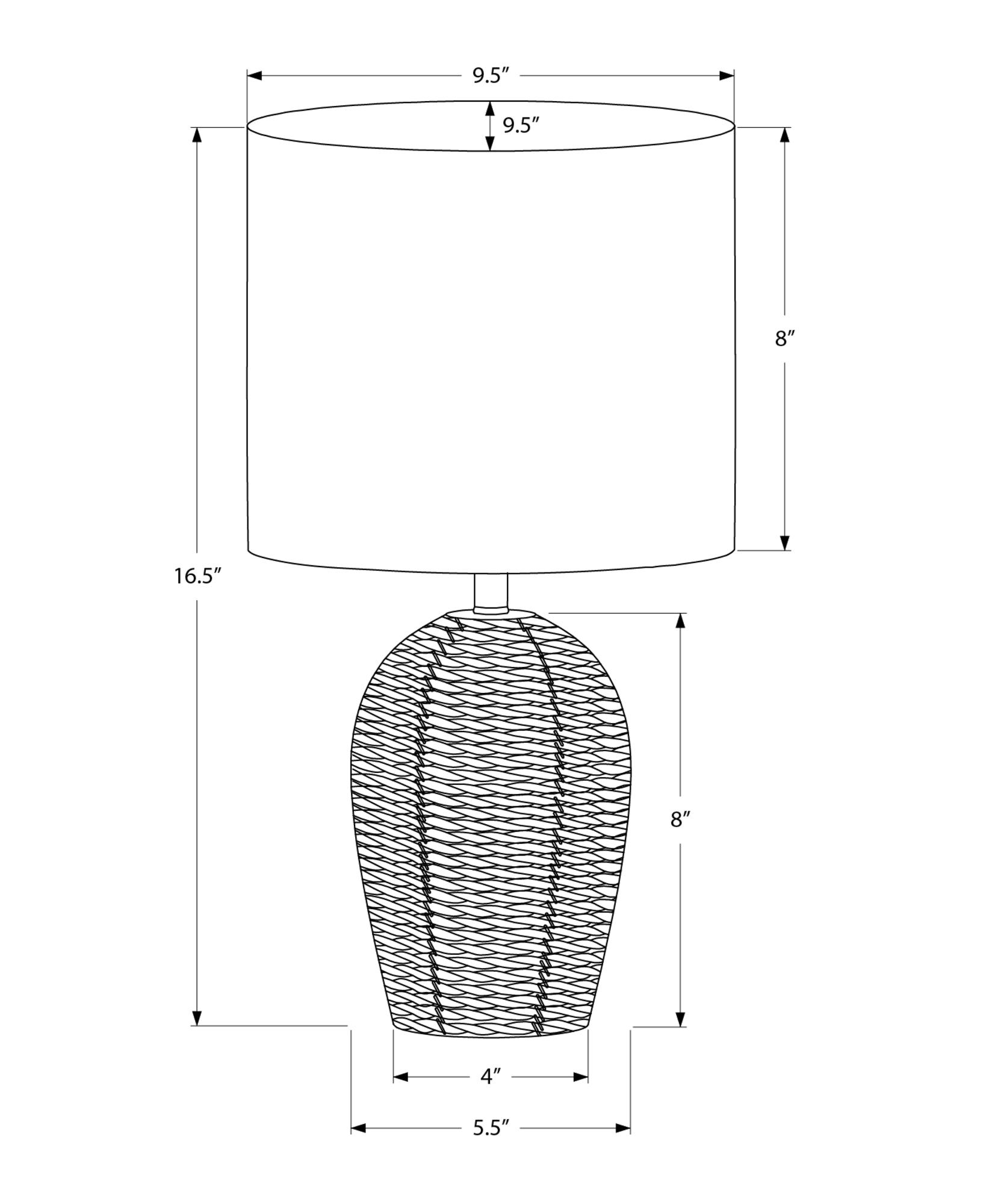 Lighting - 17"H Table Lamp Black Rattan / Beige Shade-Table-DECOROLALA