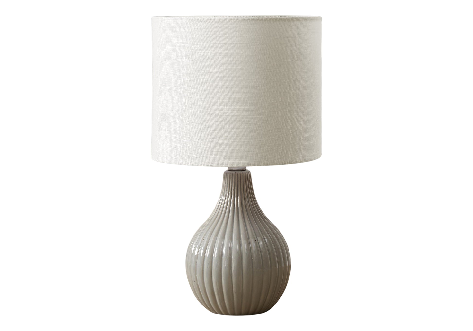 Lighting - 17"H Table Lamp Grey Ceramic / Ivory Shade-Table-DECOROLALA