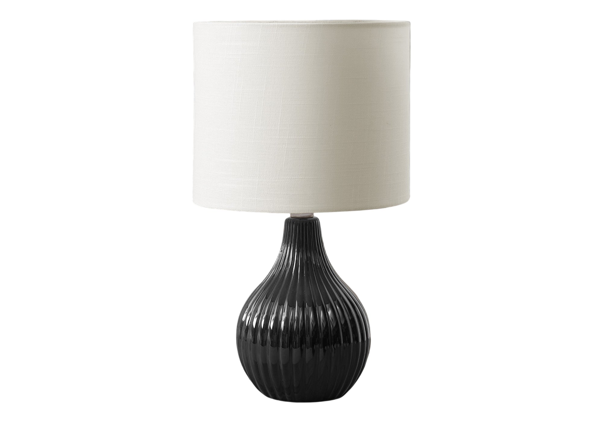 Lighting - 17"H Table Lamp Grey Ceramic / Ivory Shade-Table-DECOROLALA