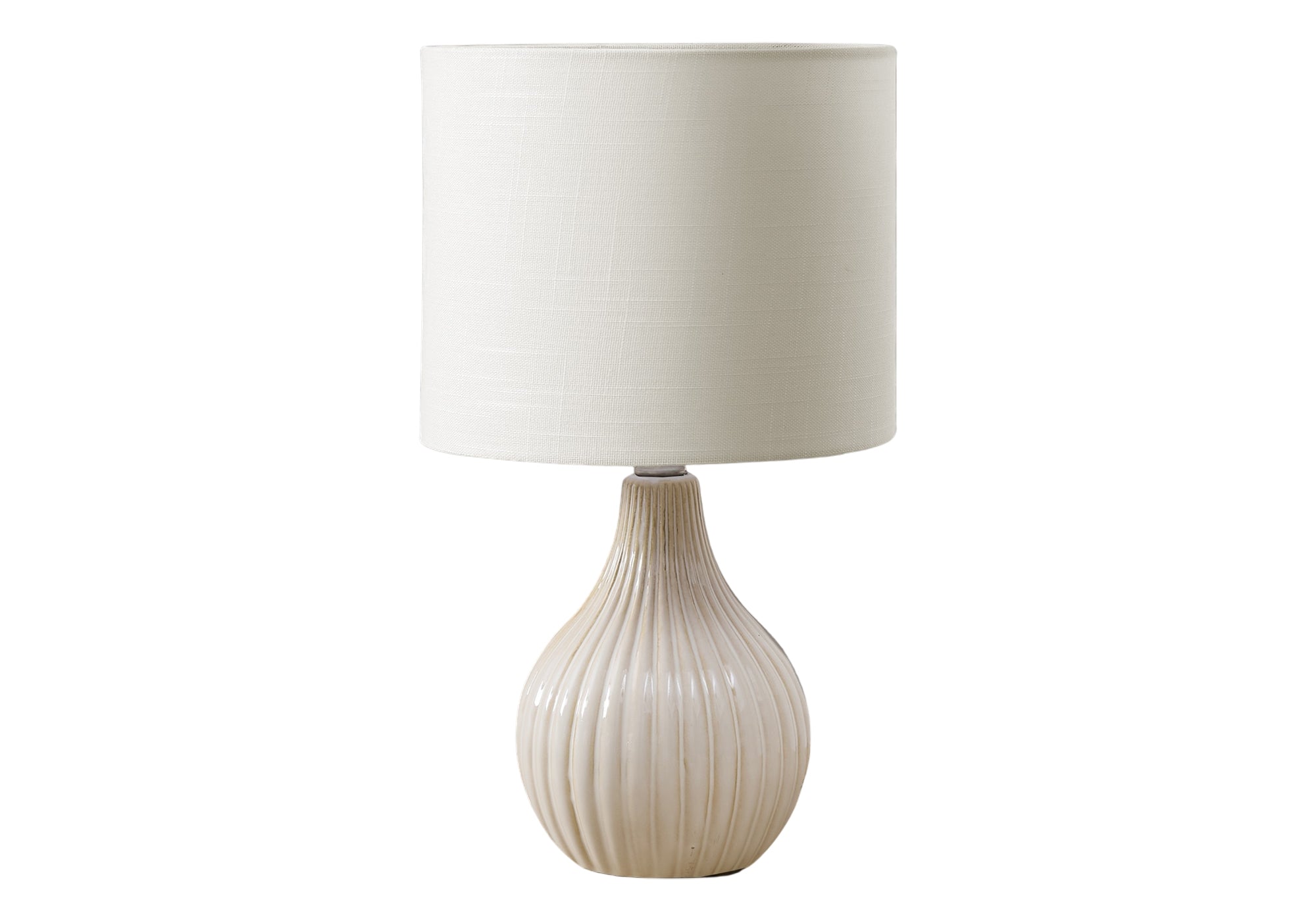 Lighting - 17"H Table Lamp Grey Ceramic / Ivory Shade-Table-DECOROLALA