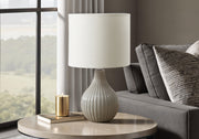 Lighting - 17"H Table Lamp Grey Ceramic / Ivory Shade-Table-DECOROLALA