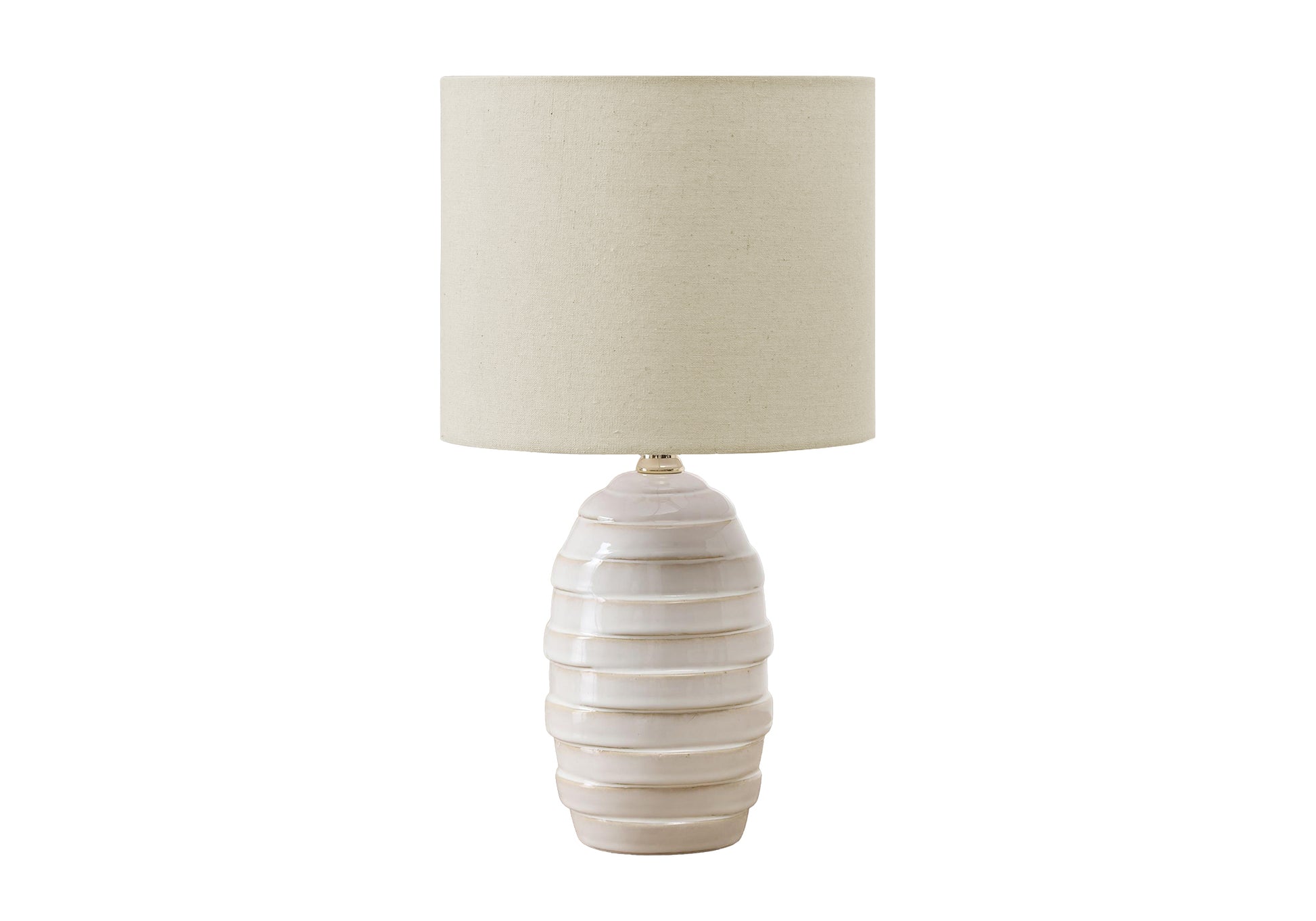 Lighting - 17"H Table Lamp Ivory Ceramic / Beige Shade-Table-DECOROLALA