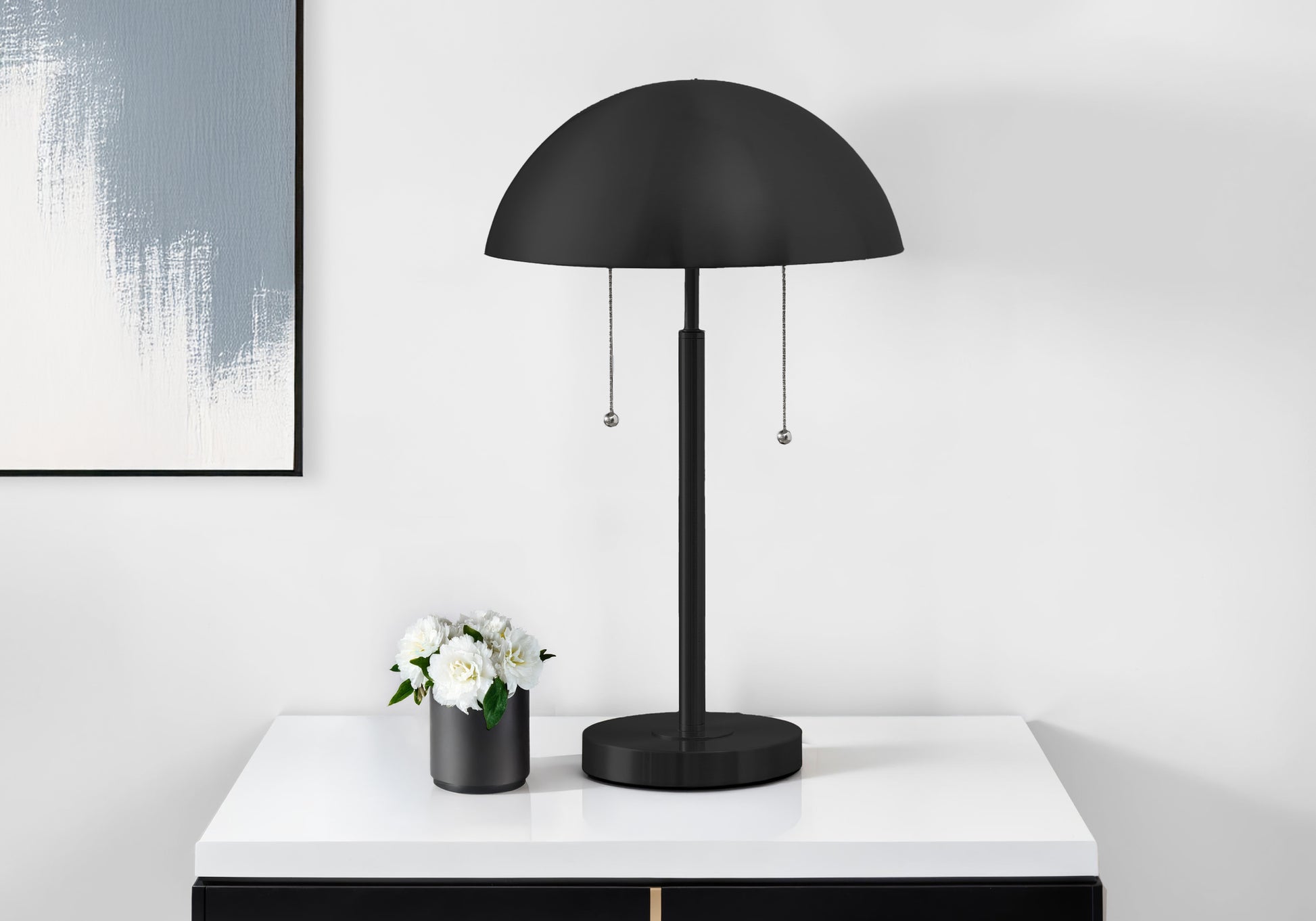 Lighting - 20"H Table Lamp Black Metal / Metal Shade-Table-DECOROLALA