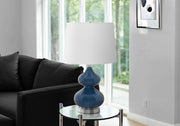 Lighting - 24"H Table Lamp Blue Glass / Ivory Shade-Table-DECOROLALA