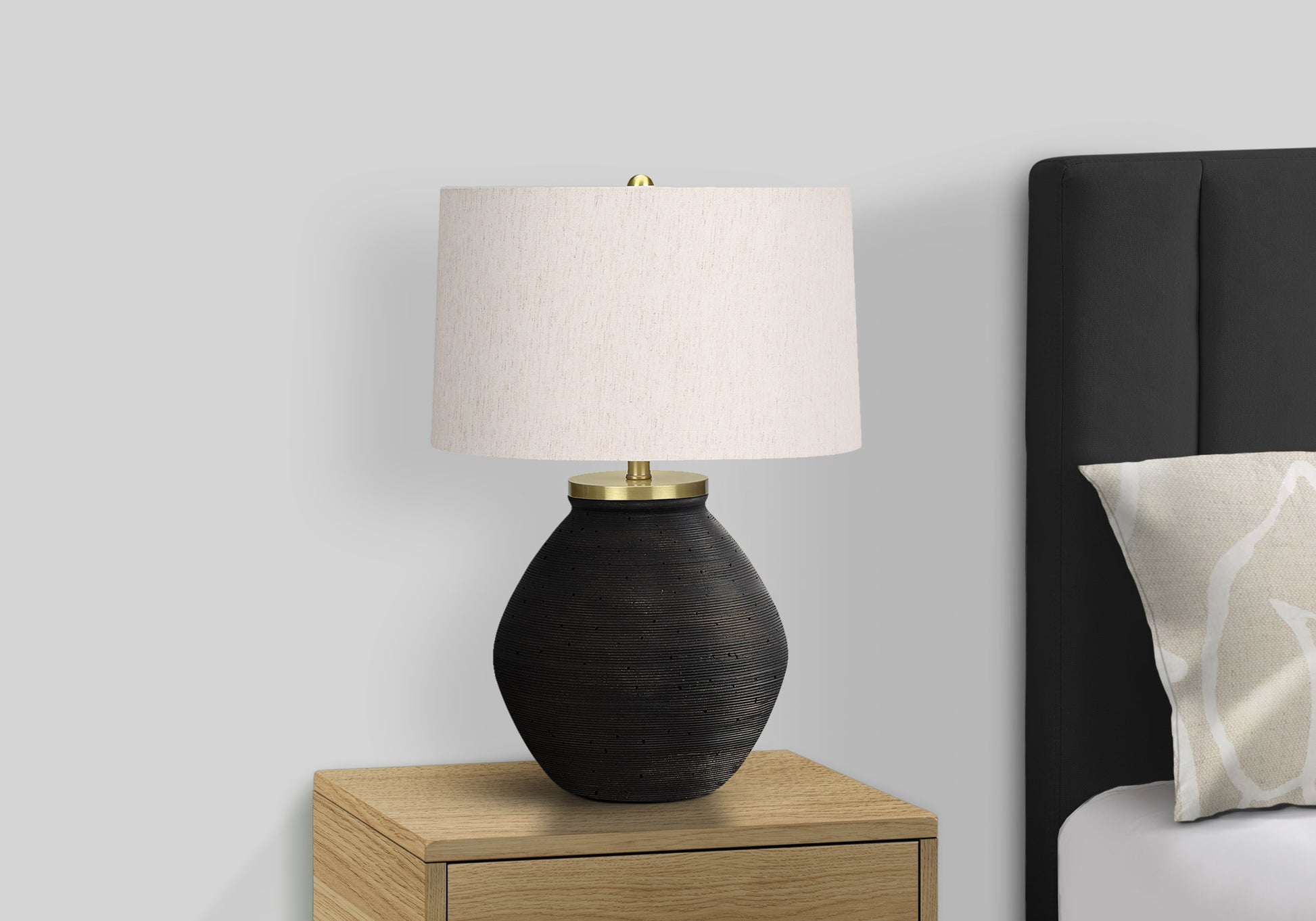 Lighting - 25"H Table Lamp Cream Concrete / Beige Shade-Table-DECOROLALA