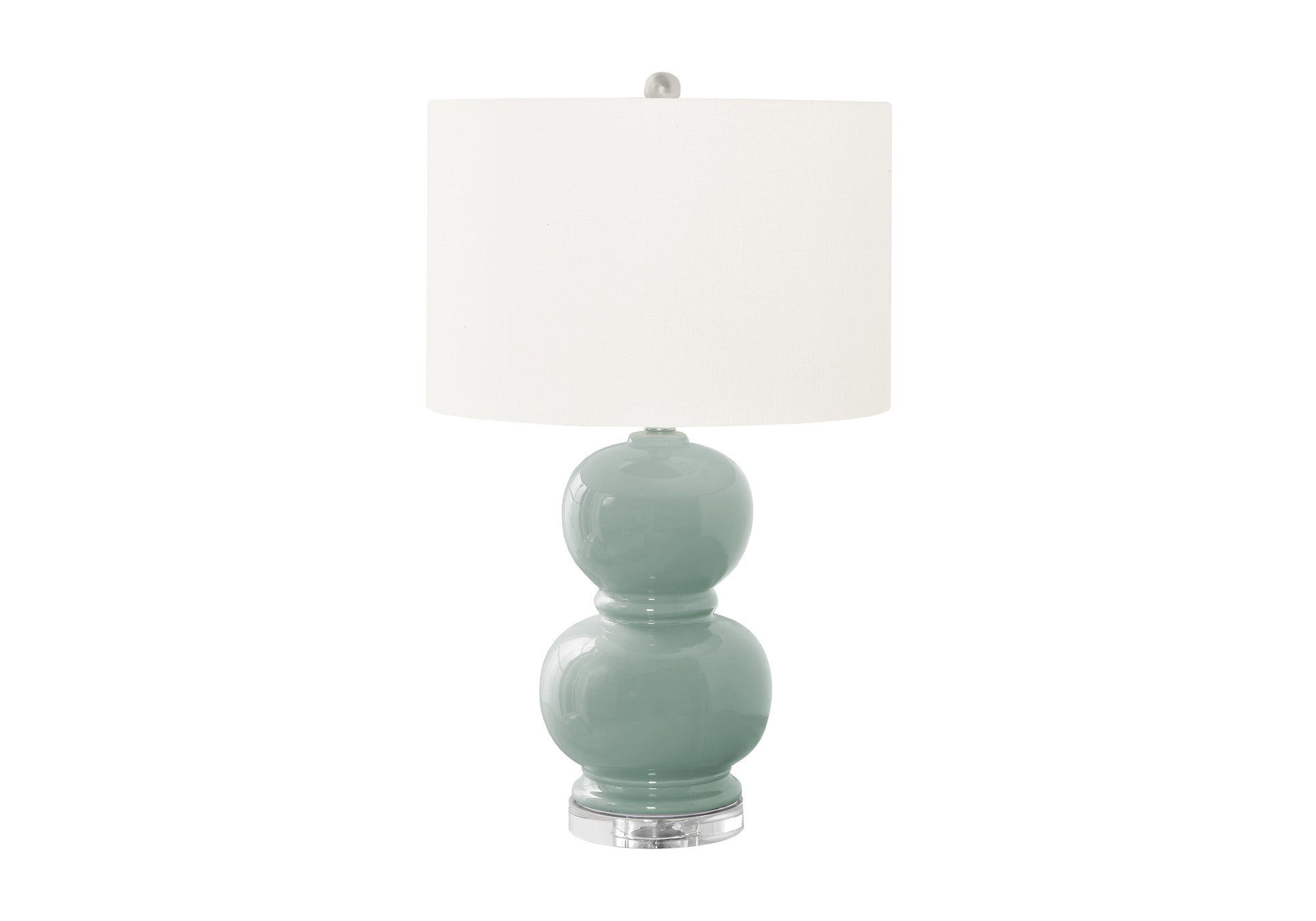 Lighting - 25"H Table Lamp Green Ceramic / Ivory Shade-Table-DECOROLALA