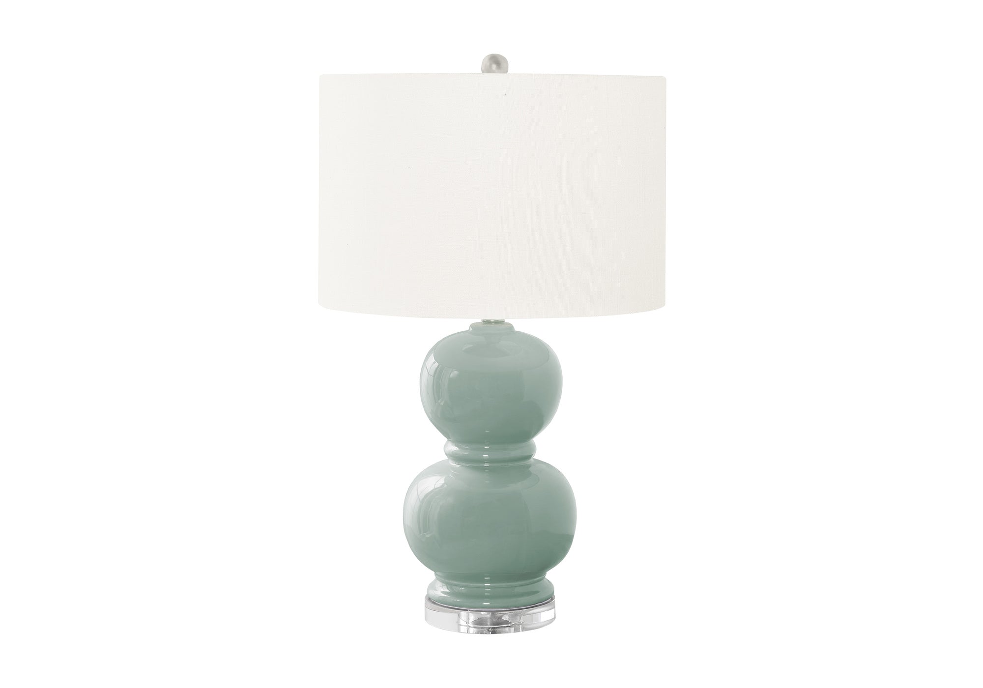 Lighting - 25"H Table Lamp Green Ceramic / Ivory Shade-Table-DECOROLALA