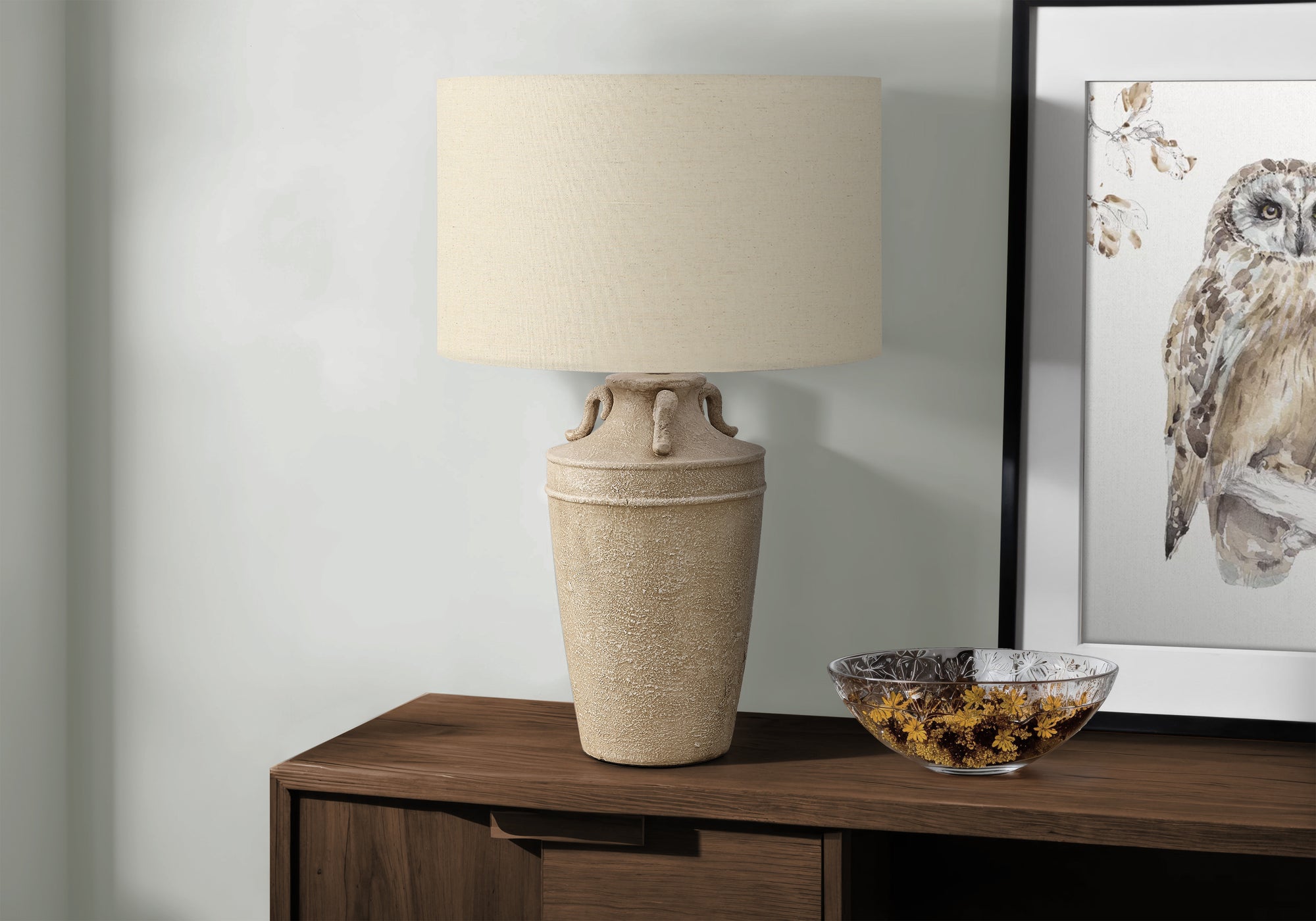 Lighting - 28"H Table Lamp Beige Ceramic / Beige Shade-Table-DECOROLALA