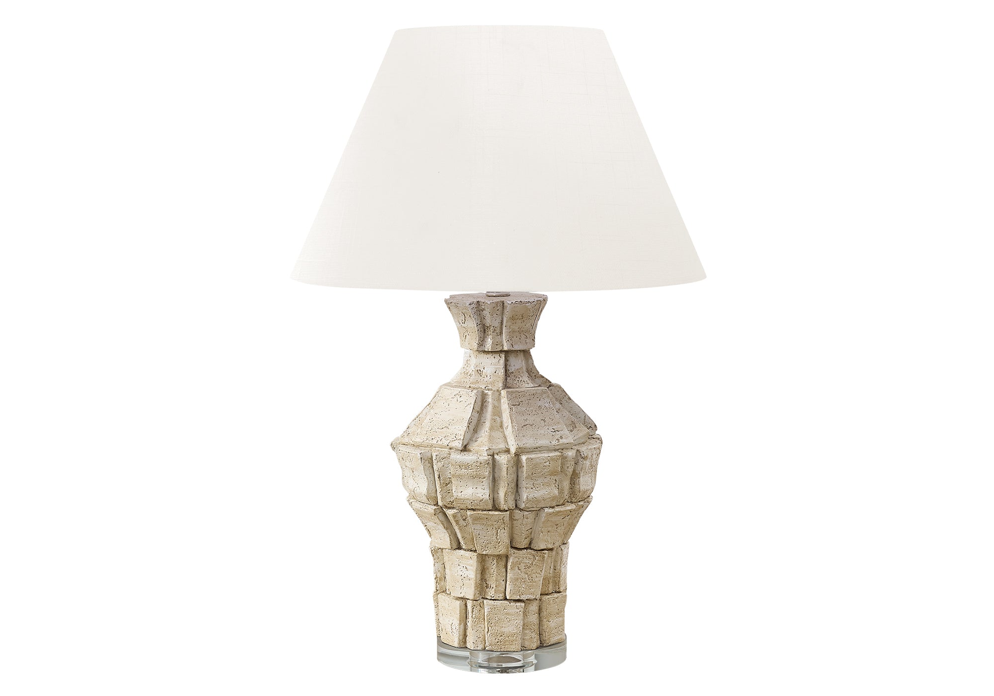 Lighting - 28"H Table Lamp Beige Resin / Ivory Shade-Lightimg-DECOROLALA