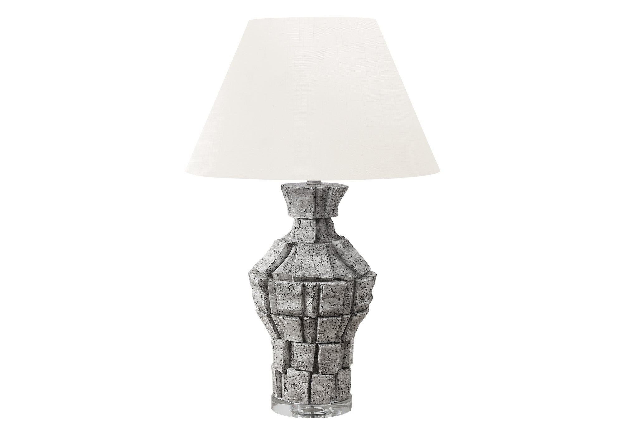 Lighting - 28"H Table Lamp Beige Resin / Ivory Shade-Lightimg-DECOROLALA