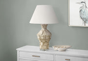 Lighting - 28"H Table Lamp Beige Resin / Ivory Shade-Lightimg-DECOROLALA