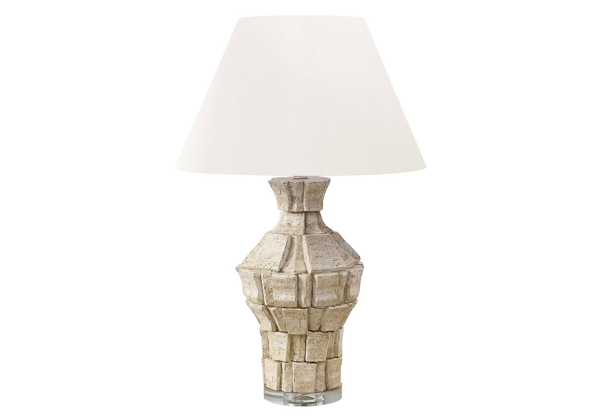 Lighting - 28"H Table Lamp Beige Resin / Ivory Shade-Table-DECOROLALA