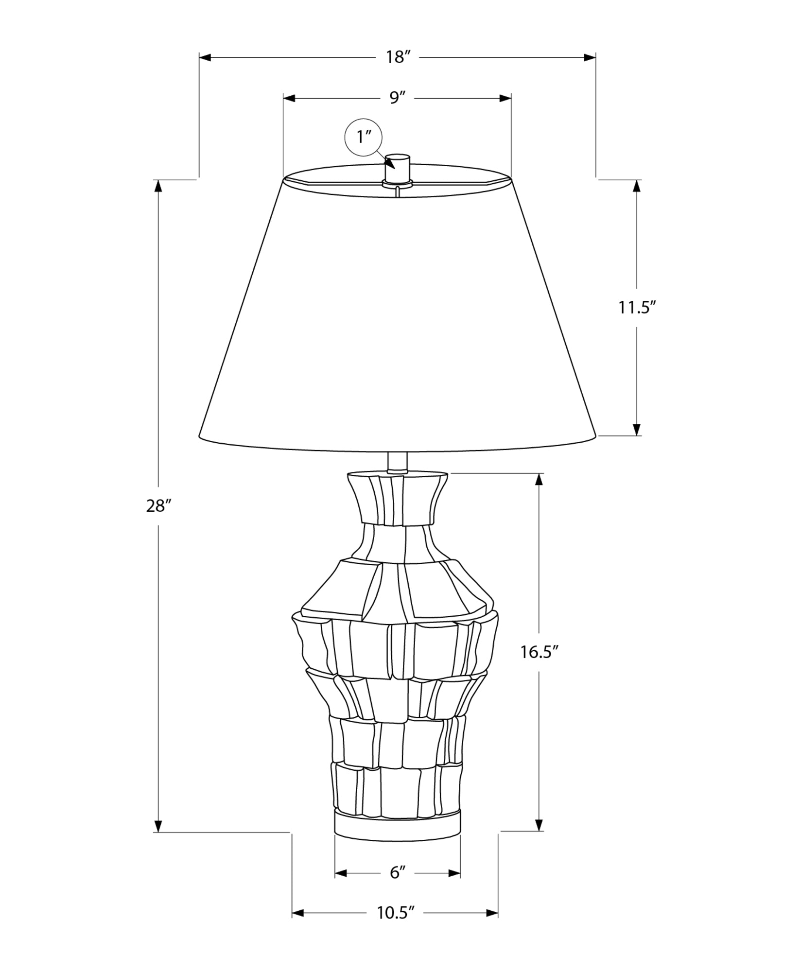 Lighting - 28"H Table Lamp Beige Resin / Ivory Shade-Table-DECOROLALA