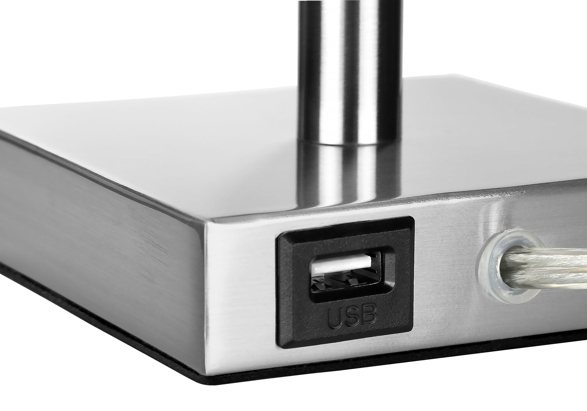 Lighting - 2pcs / 17"H Table Lamp Nickel Metal/Ivory/Usb-Table-DECOROLALA