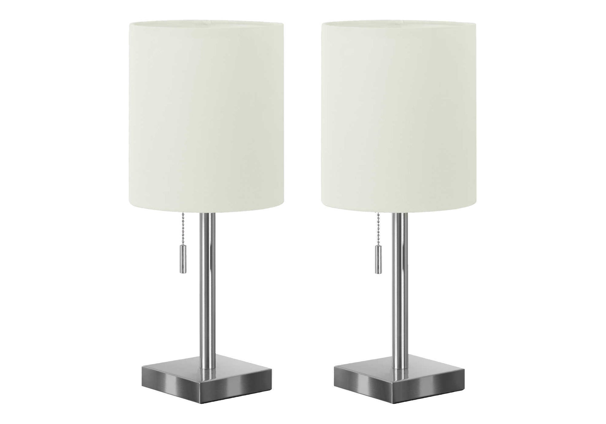 Lighting - 2pcs / 17"H Table Lamp Nickel Metal/Ivory/Usb-Table-DECOROLALA