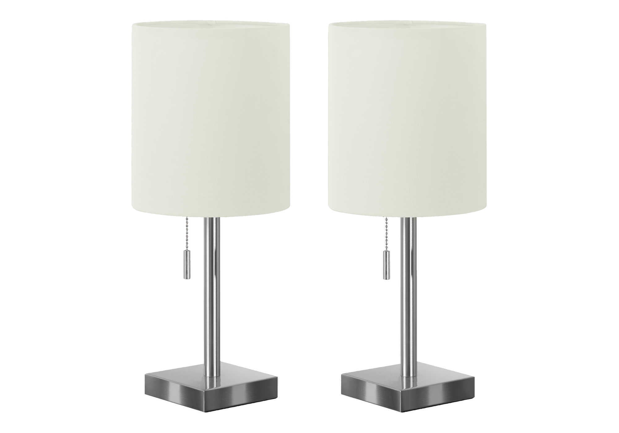 Lighting - 2pcs / 17"H Table Lamp Nickel Metal/Ivory/Usb-Table-DECOROLALA