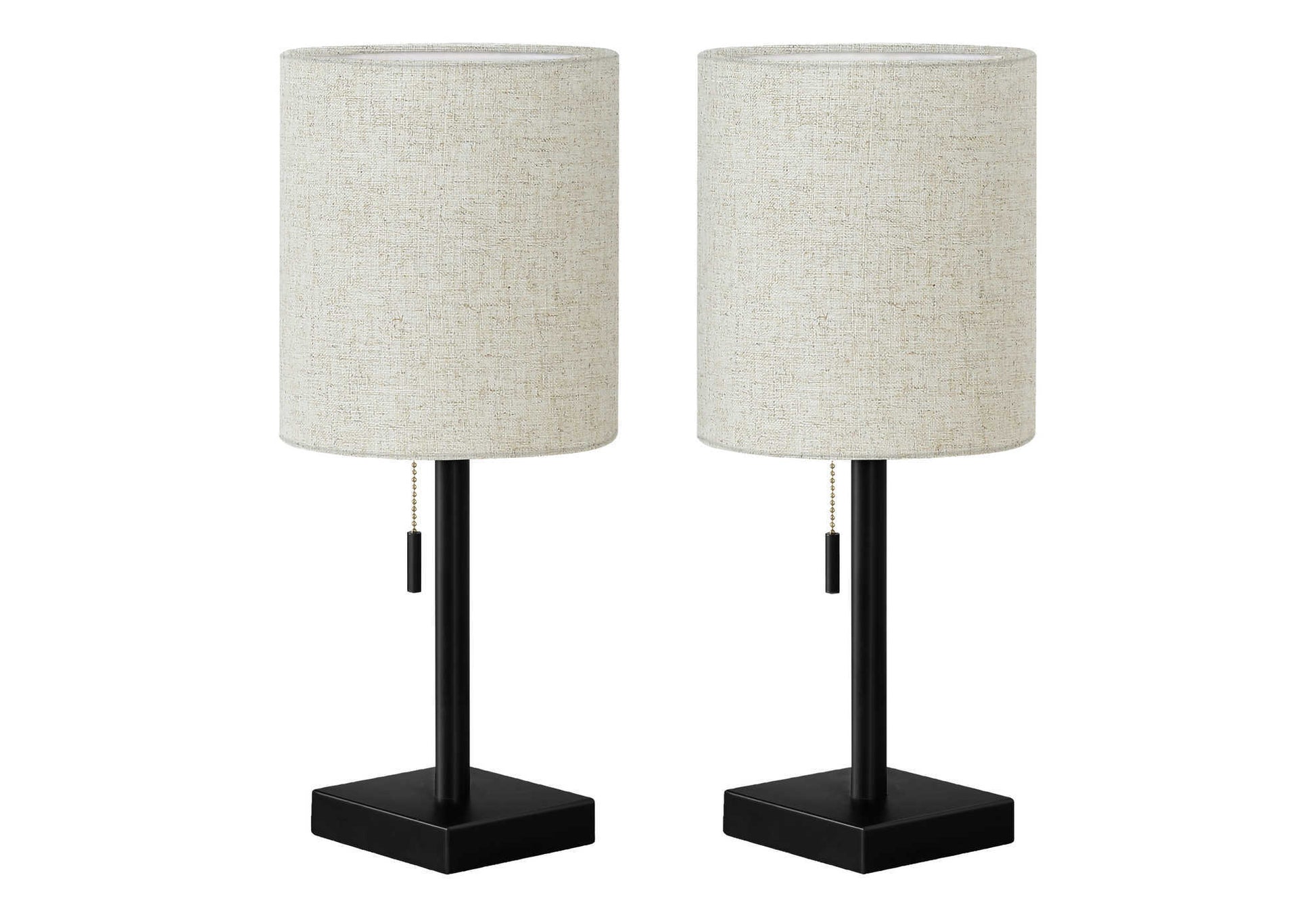Lighting - 2pcs / 17"H Table Lamp Nickel Metal/Ivory/Usb-Table-DECOROLALA
