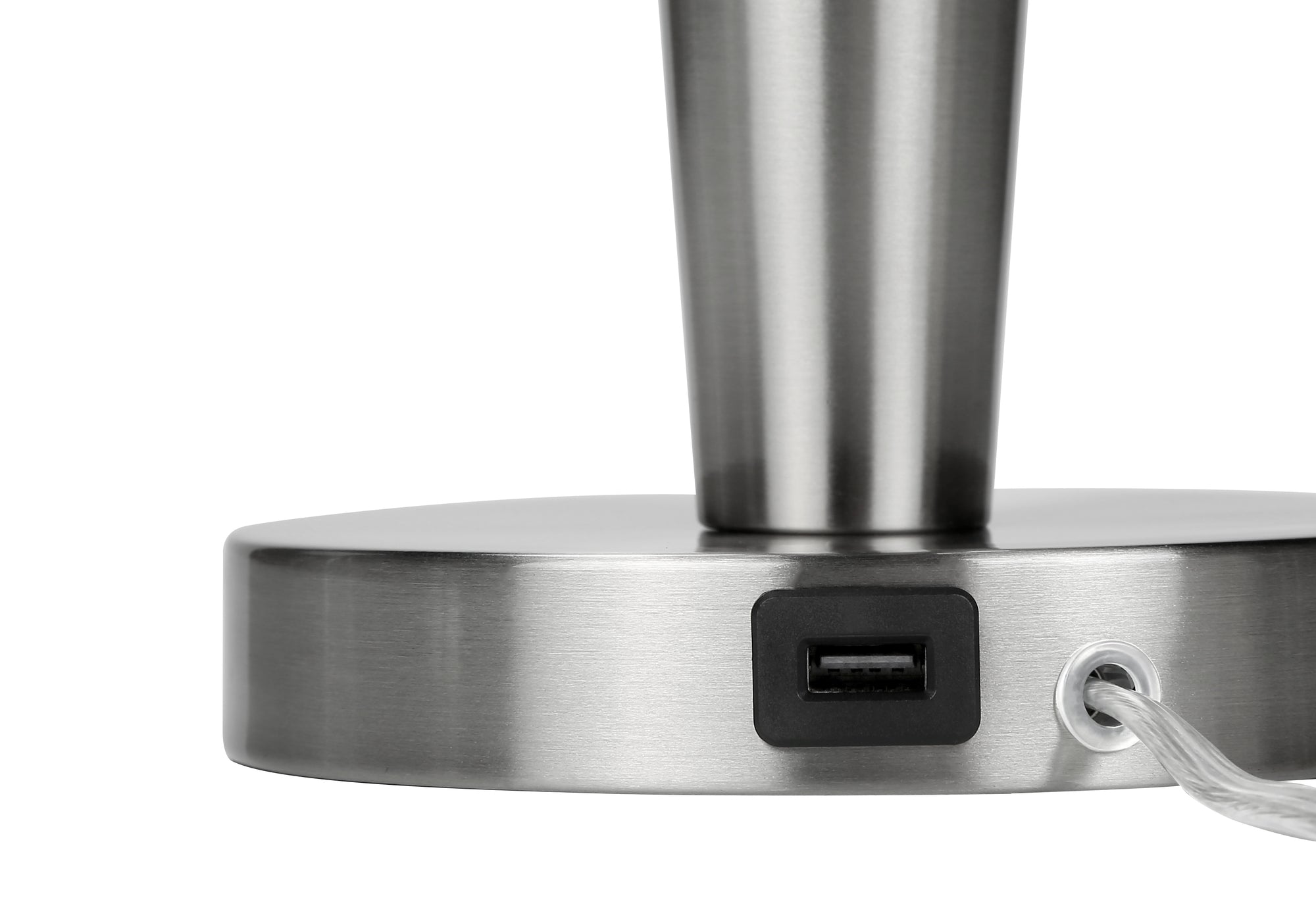 Lighting - 2pcs / 24"H Table Lamp Nickel / Grey / Usb-Table-DECOROLALA