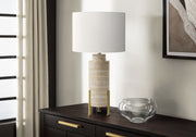 Lighting, 30"H, Table Lamp, Beige Resin, Ivory / Cream Shade, Transitional-DECOROLALA