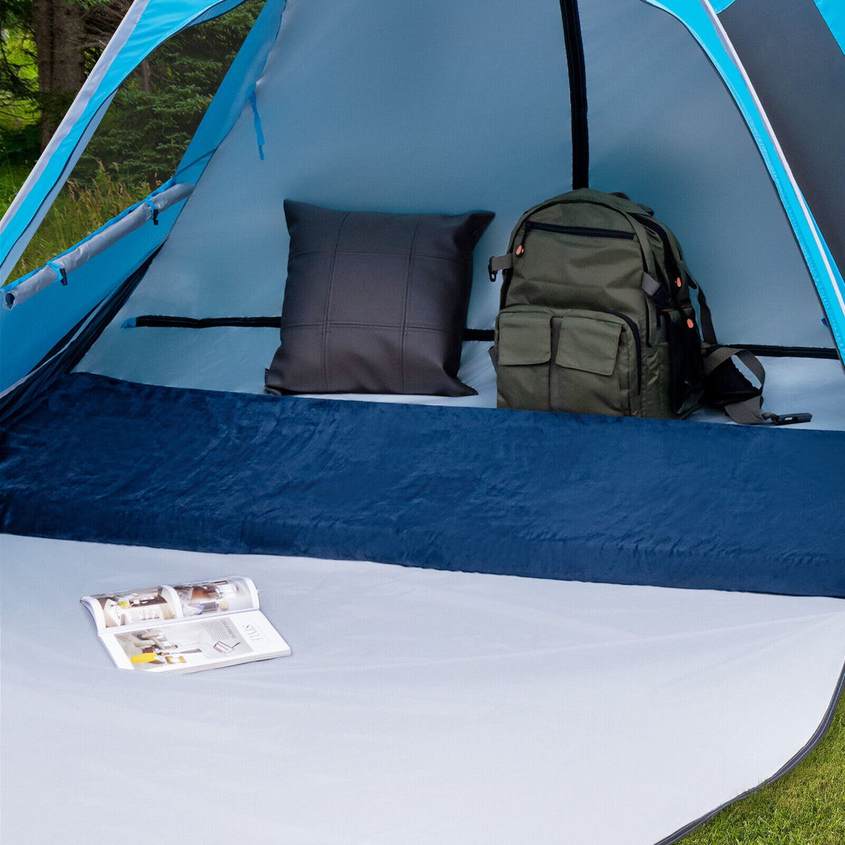 Lightweight Portable Memory Camping Mattress with Carrying Bag-Navy-Air Mattresses & Sleeping Bags-DECOROLALA