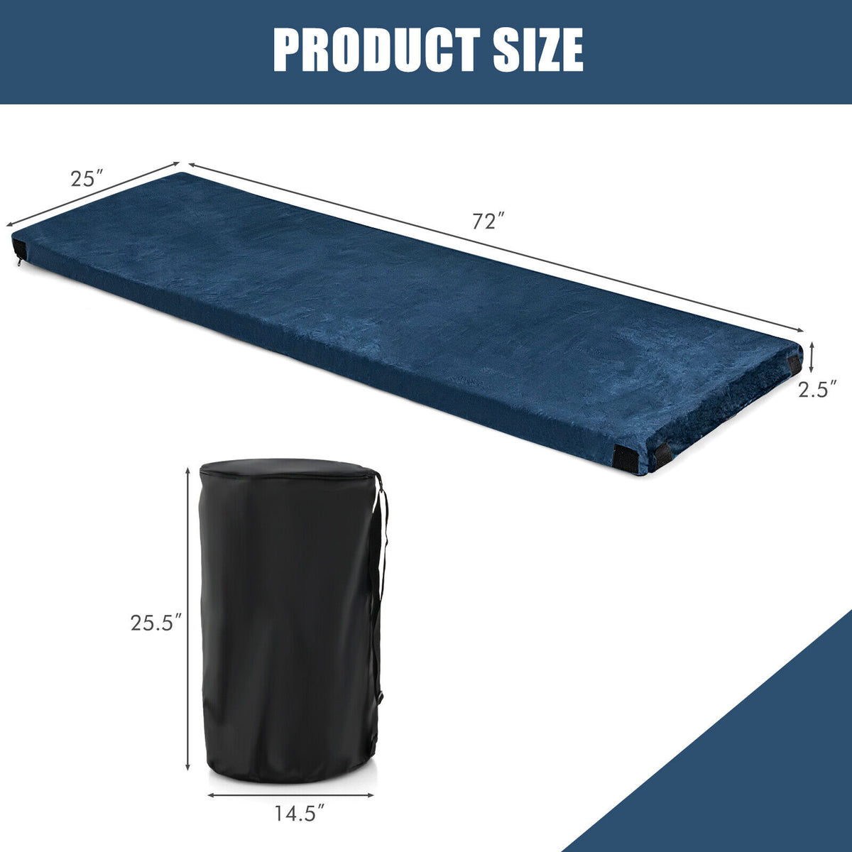 Lightweight Portable Memory Camping Mattress with Carrying Bag-Navy-Air Mattresses & Sleeping Bags-DECOROLALA