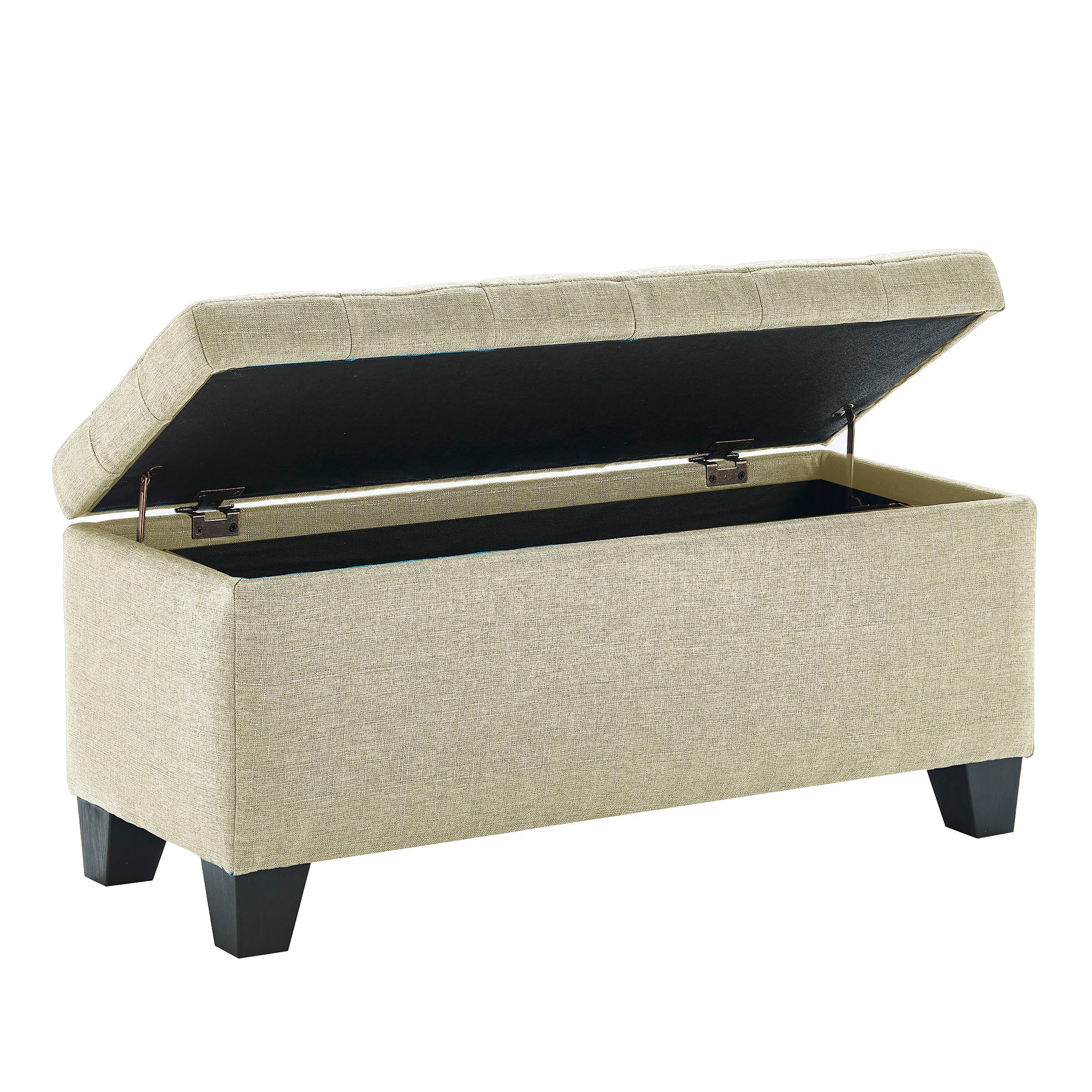 Lila Tufted Storage Ottoman - Beige Upholstered Seating-DECOROLALA