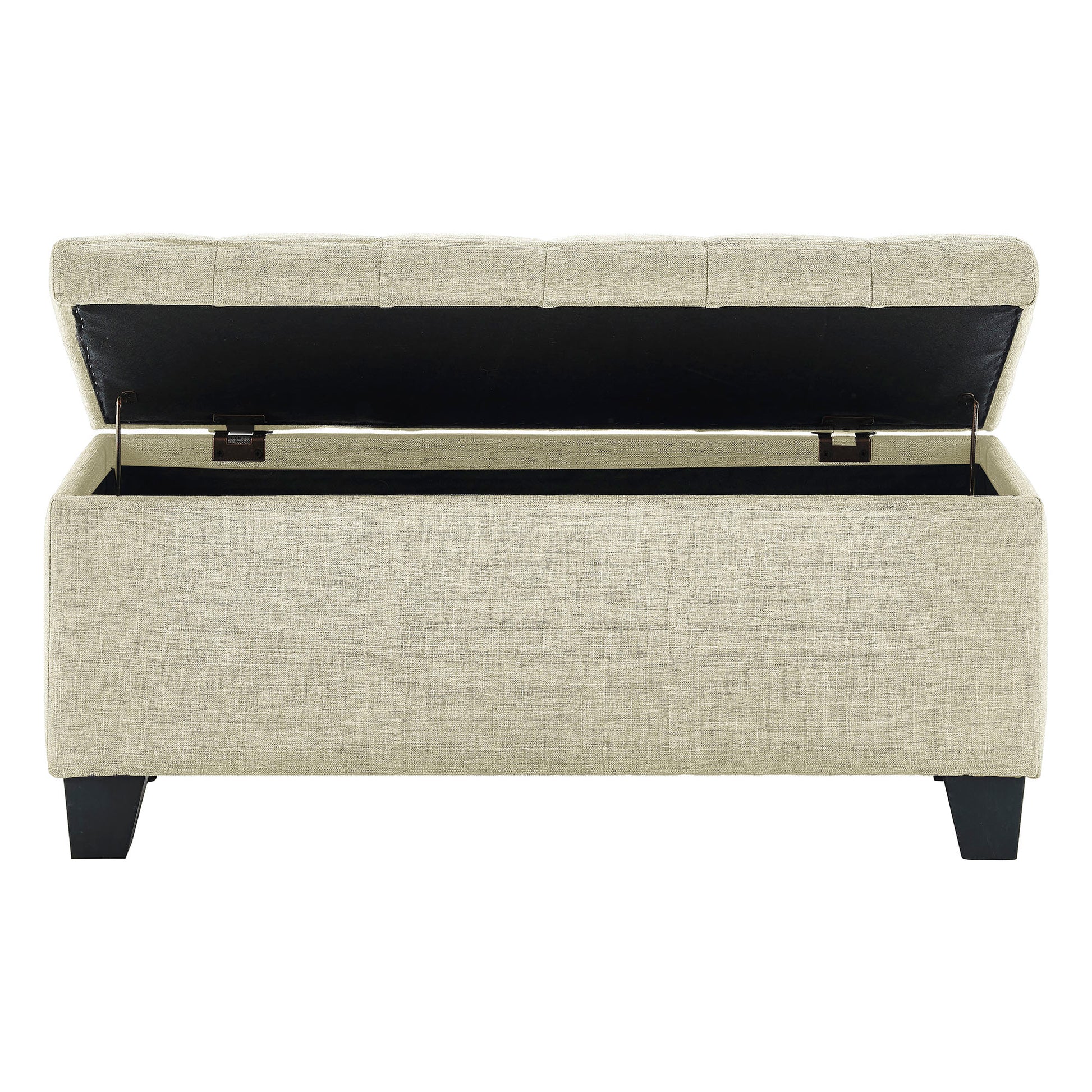 Lila Tufted Storage Ottoman - Beige Upholstered Seating-DECOROLALA
