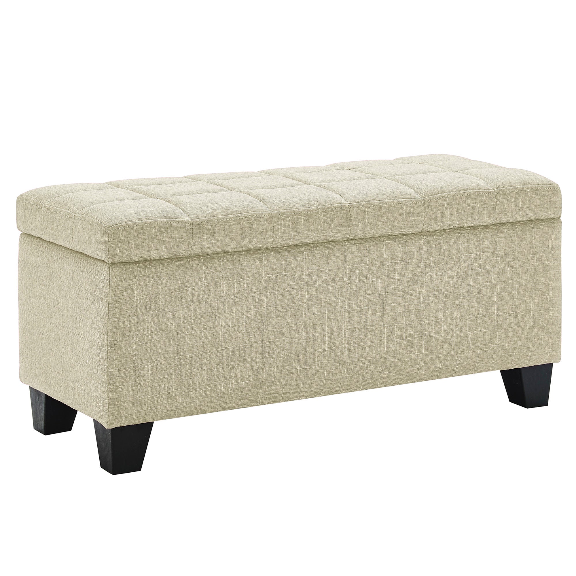 Lila Tufted Storage Ottoman - Beige Upholstered Seating-DECOROLALA