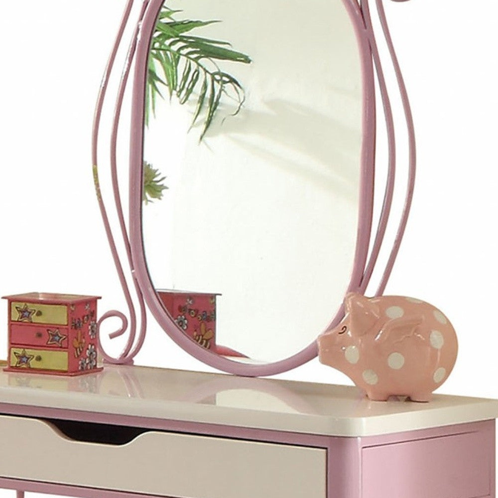 Lilac And White Butterfly Design Desk Vanity Dressing Table-Vanity Tables-DECOROLALA