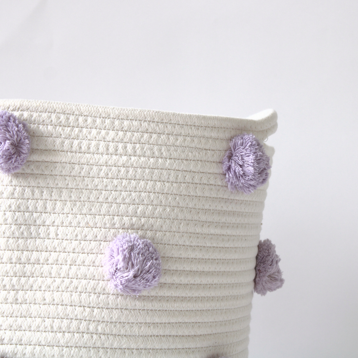 Lilac Pom Basket - Large-Baskets-DECOROLALA