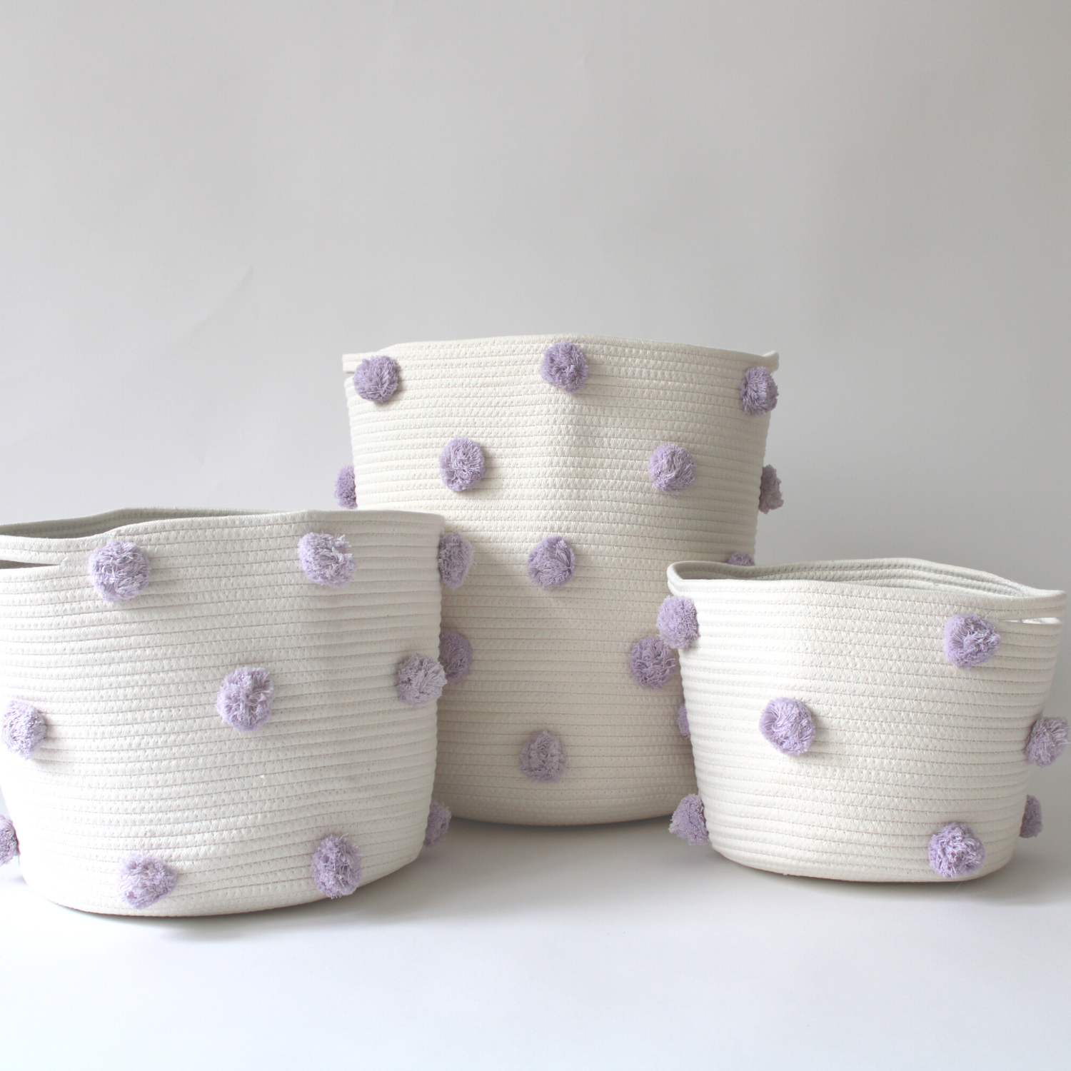Lilac Pom Basket - Medium-Basket-DECOROLALA