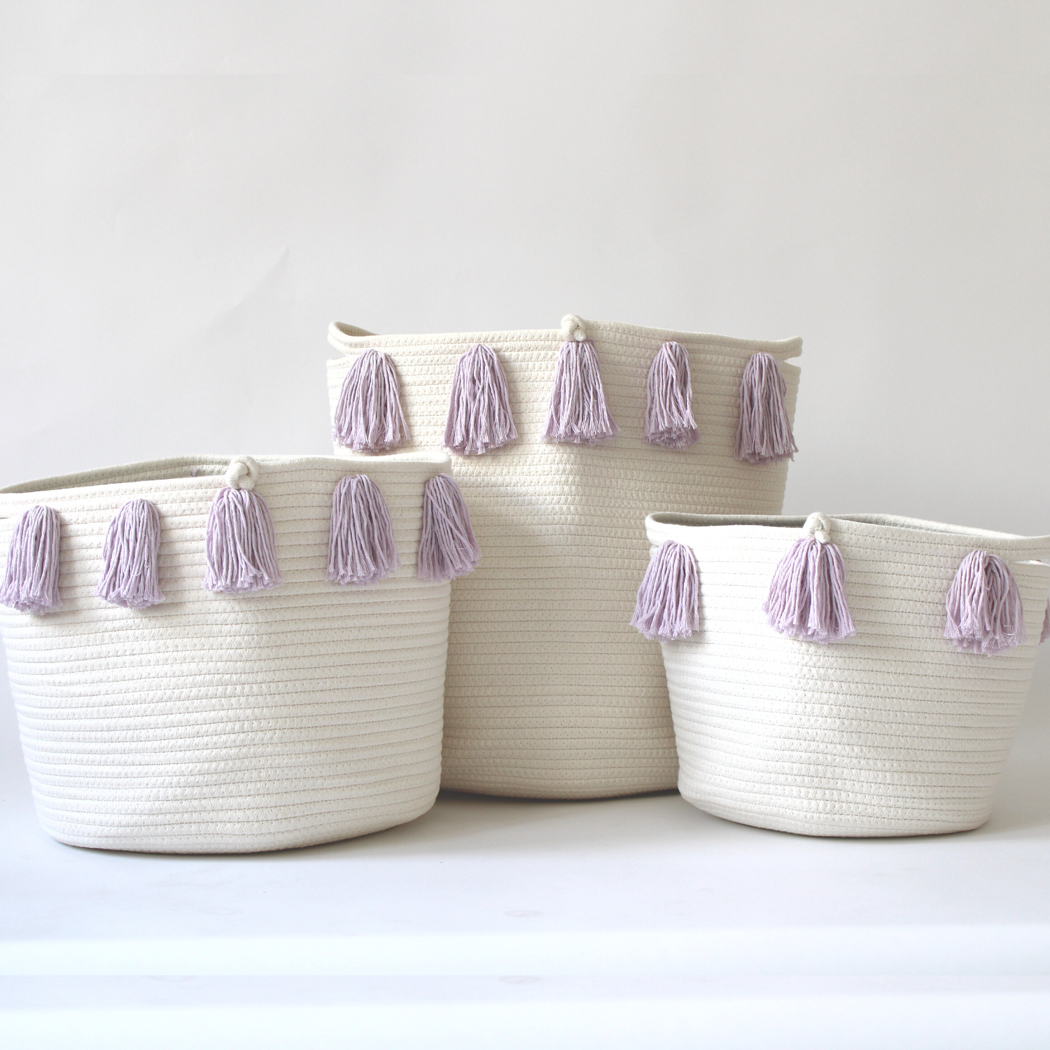 Lilac Tassel Basket - Medium-Basket-DECOROLALA