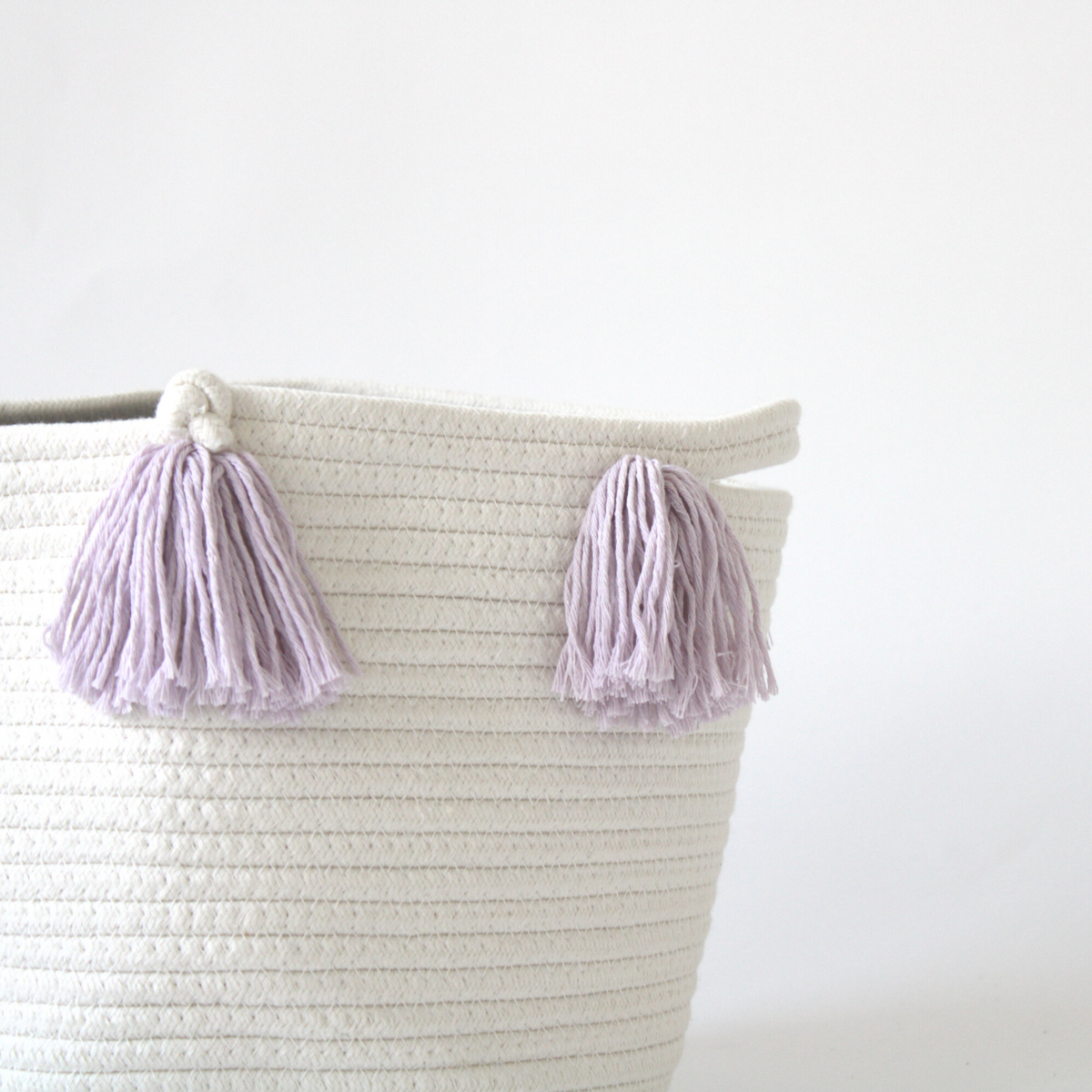 Lilac Tassel Basket - Medium-Baskets-DECOROLALA
