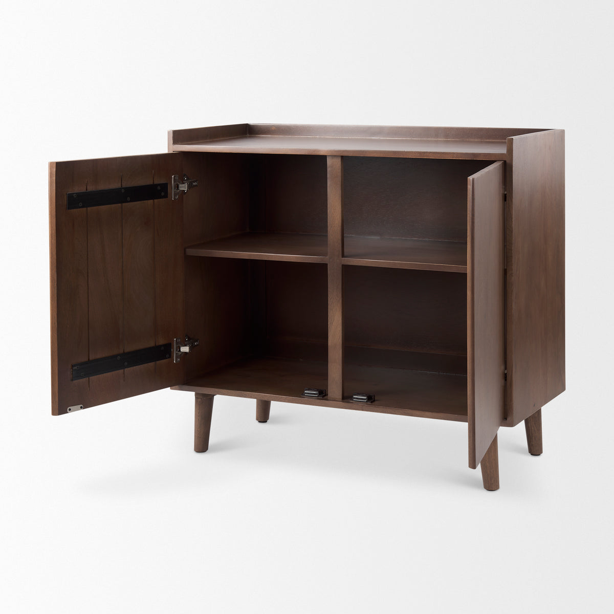 Lillie 2 Door Tray Top Accent Cabinet - Medium Brown Wood-Accent Cabinets & Chests-DECOROLALA
