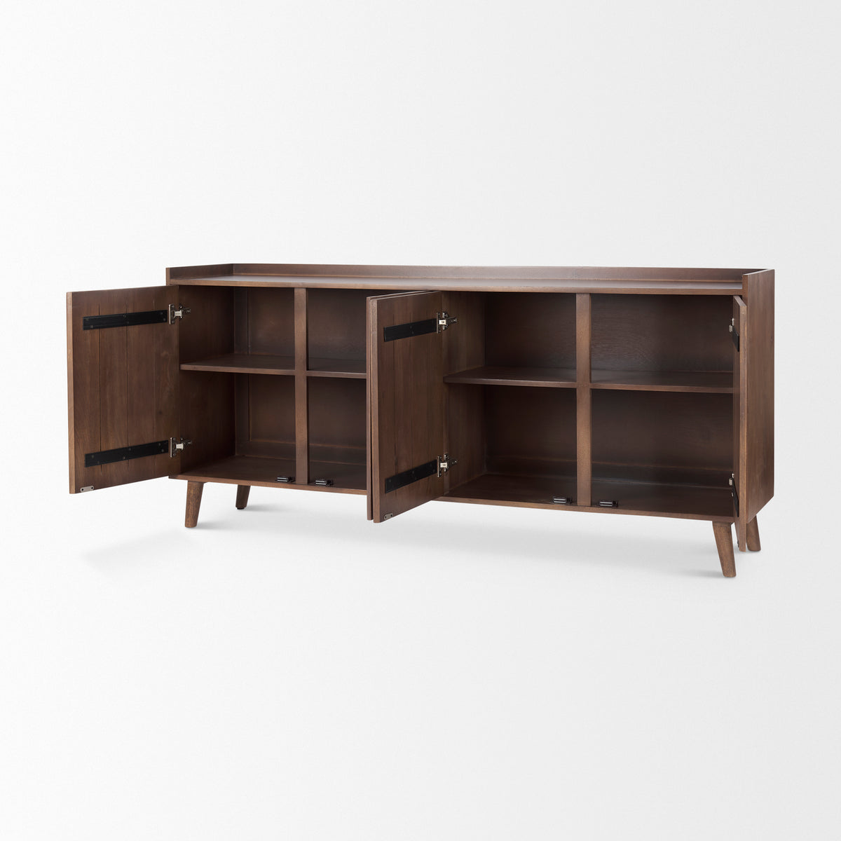 Lillie Medium Brown Wood 4 Door Tray Top Sideboard-Sideboards & Buffets-DECOROLALA