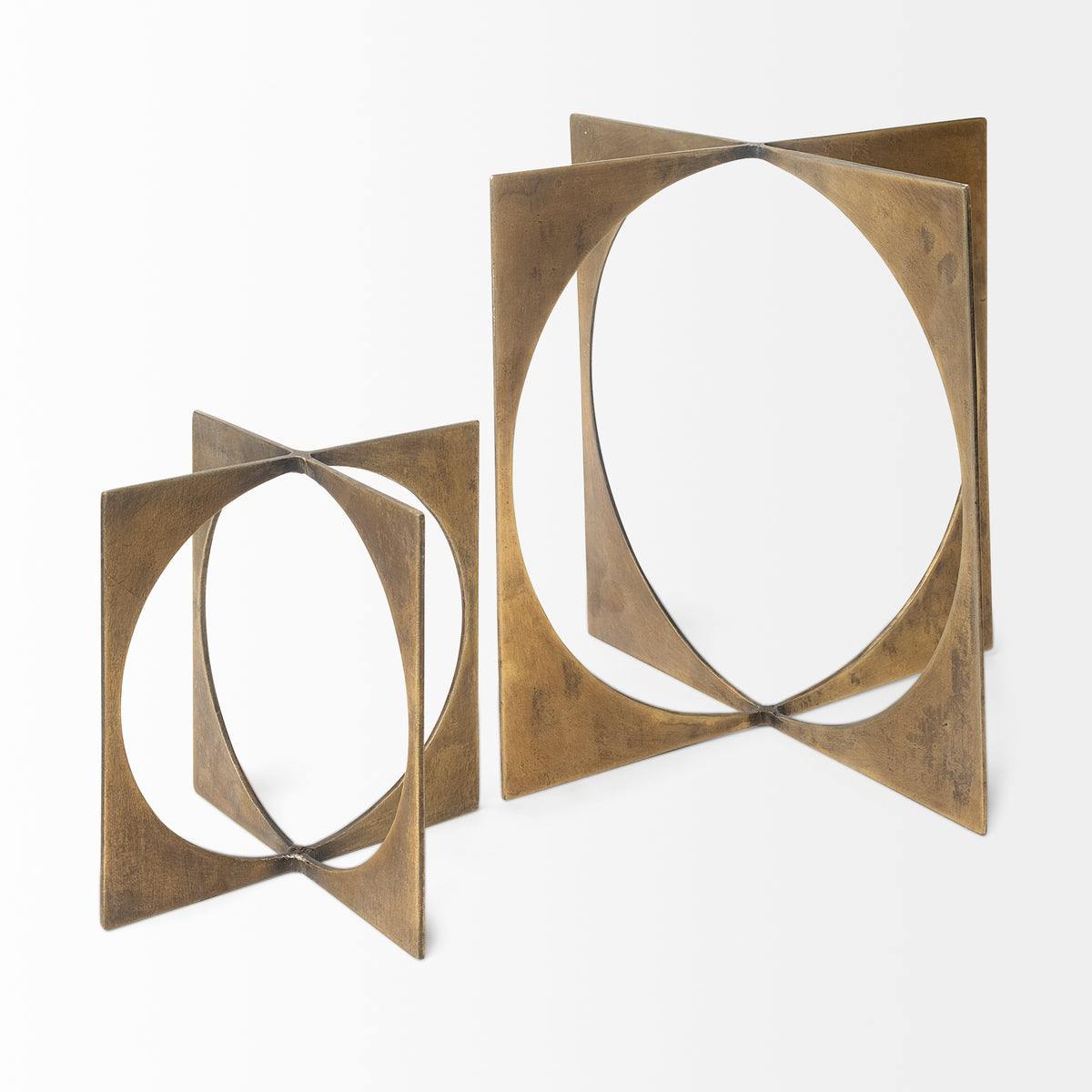 Lima II Large Gold Geometric Metal Decorative Object-Objects-DECOROLALA
