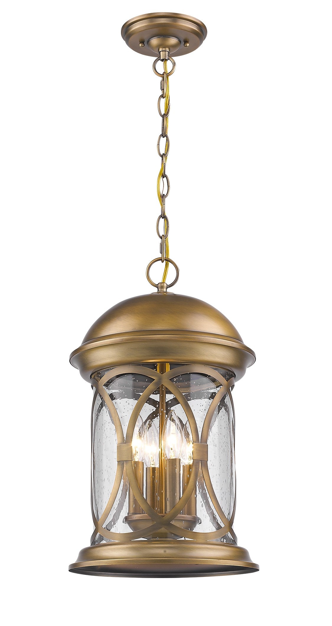 Lincoln 4-Light Antique Brass Hanging Light-Outdoor Lighting-DECOROLALA