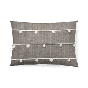 Linda 13x21 Navy And Cream With White Detail Pillow Cover w/Down Filler-Decorative Pillows-DECOROLALA