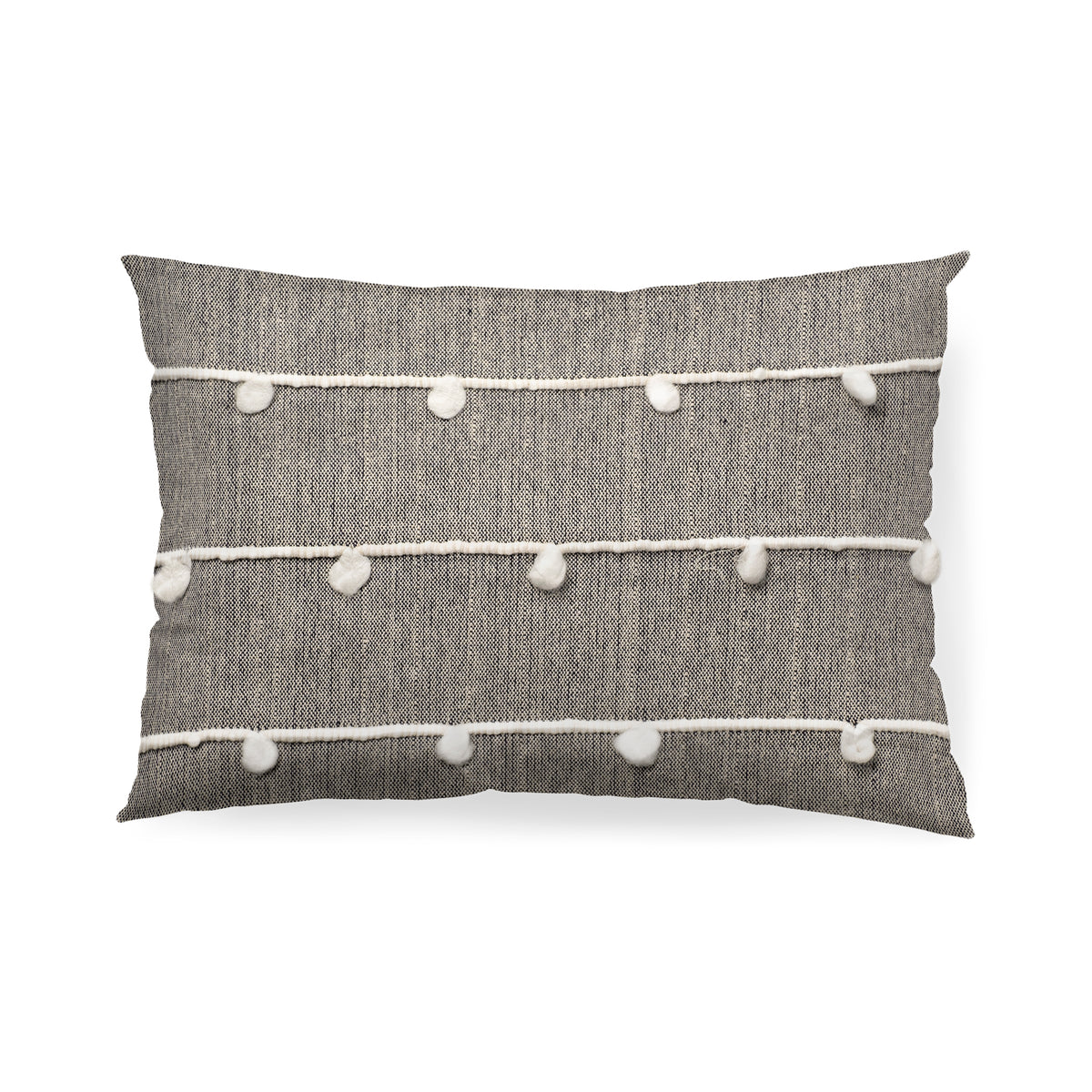 Linda 13x21 Navy And Cream With White Detail Pillow Cover w/Down Filler-Decorative Pillows-DECOROLALA