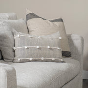 Linda 13x21 Navy And Cream With White Detail Pillow Cover w/Down Filler-Decorative Pillows-DECOROLALA