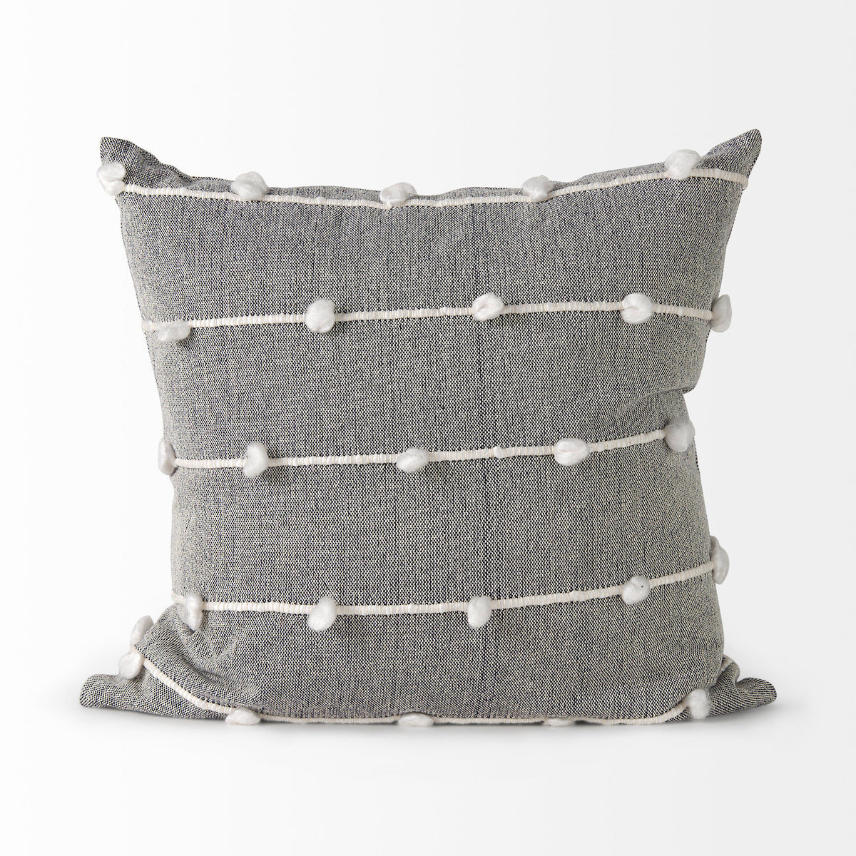 Linda 20x20 Navy And Cream With White Detail Pillow Cover-Decorative Pillows-DECOROLALA