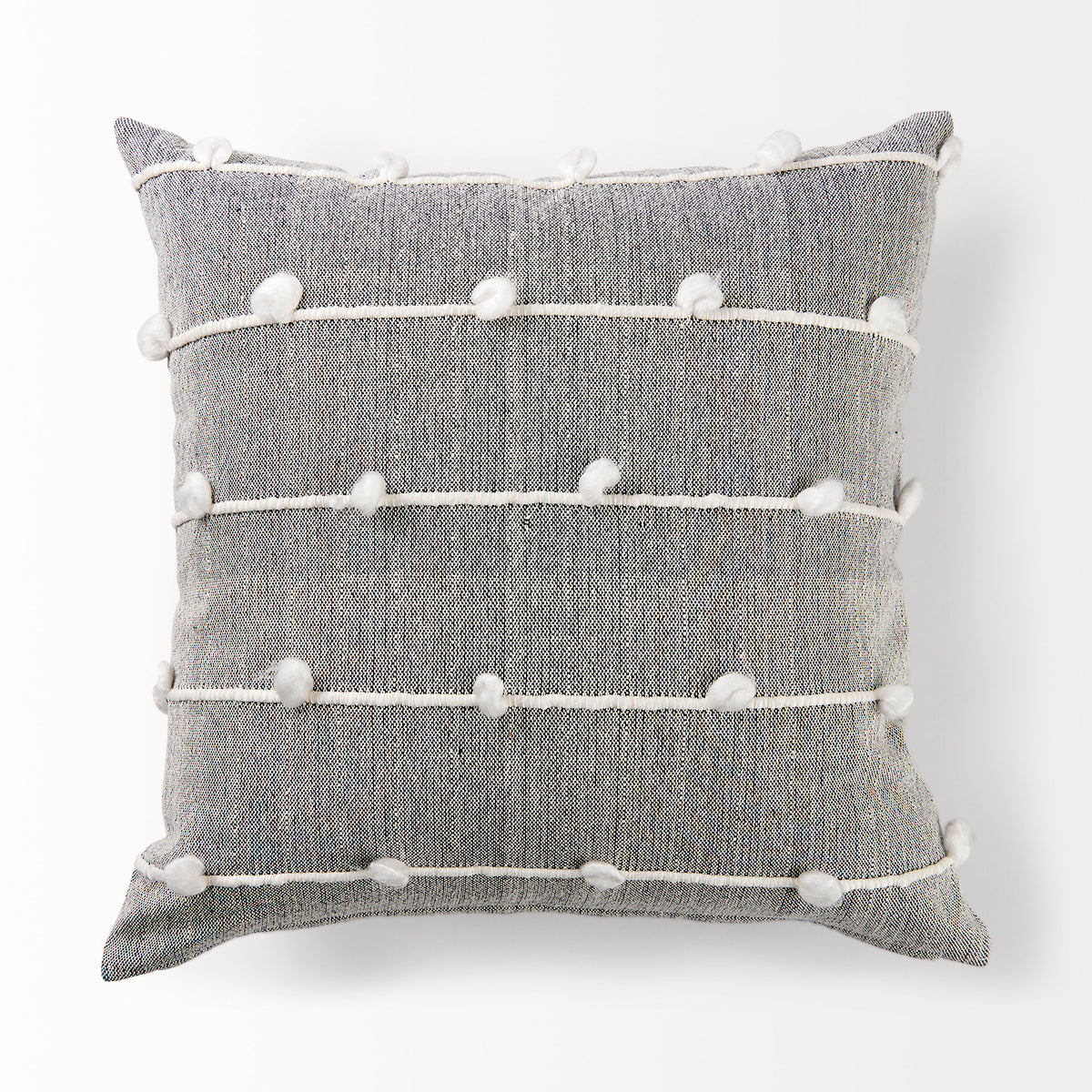 Linda 20x20 Navy And Cream With White Detail Pillow Cover-Decorative Pillows-DECOROLALA