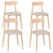 Linen Fabric Upholstered Modern Dining Chair Set of 4 with Padded Seat and Curved Back-Oak-Dining Chairs-DECOROLALA