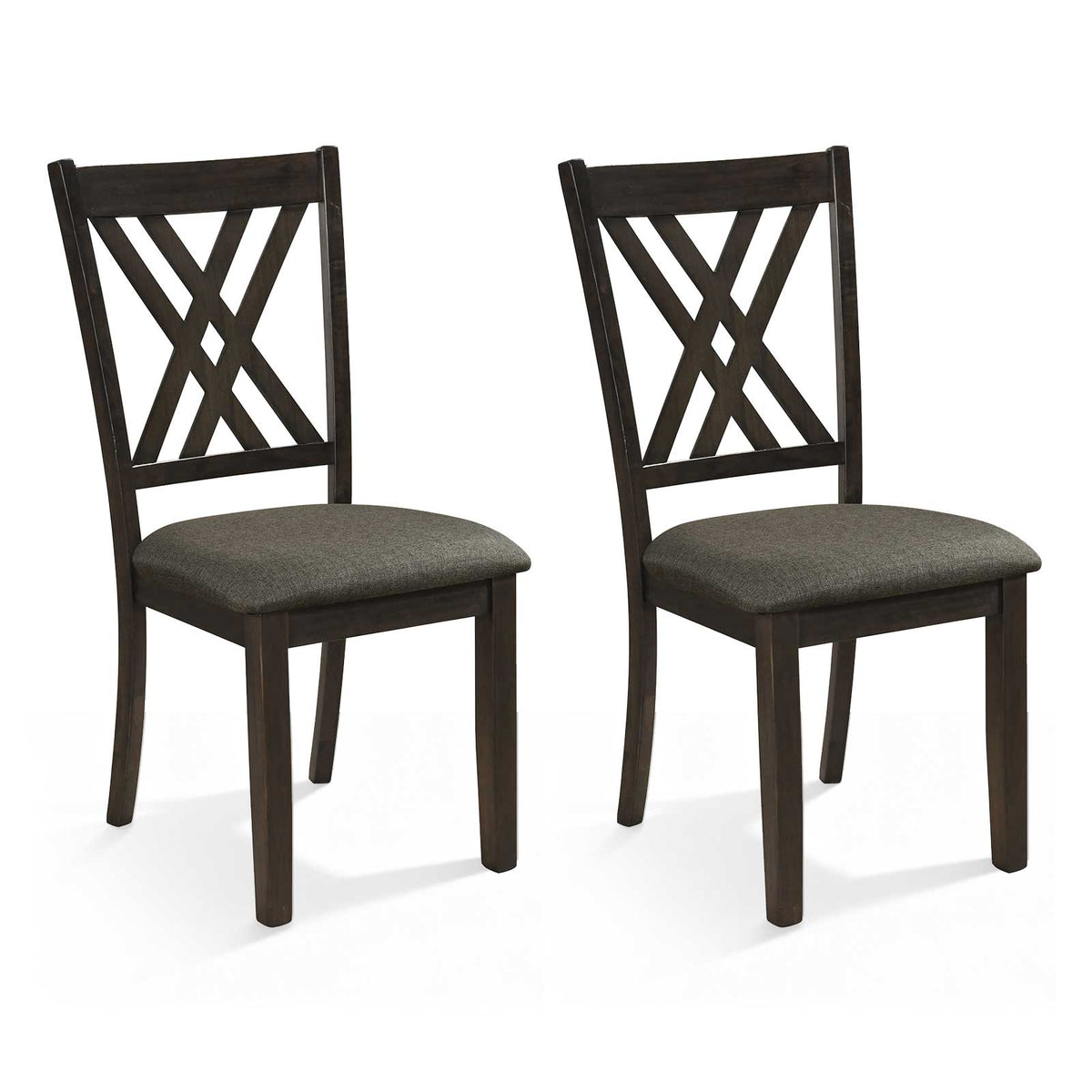 Linen Fabric Upholstered Wooden Dining Chair Set of 2 with Rubber Wood Frame for Dining Room-Gray-Dining Chairs-DECOROLALA