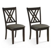 Linen Fabric Upholstered Wooden Dining Chair Set of 2 with Rubber Wood Frame for Dining Room-Gray-Dining Chairs-DECOROLALA
