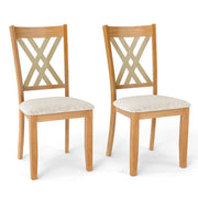 Linen Fabric Upholstered Wooden Dining Chair Set of 2 with Rubber Wood Frame for Dining Room-Natural-Dining Chairs-DECOROLALA