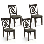 Linen Fabric Upholstered Wooden Dining Chair Set of 4 with Rubber Wood Frame for Dining Room-Gray-Dining Chairs-DECOROLALA