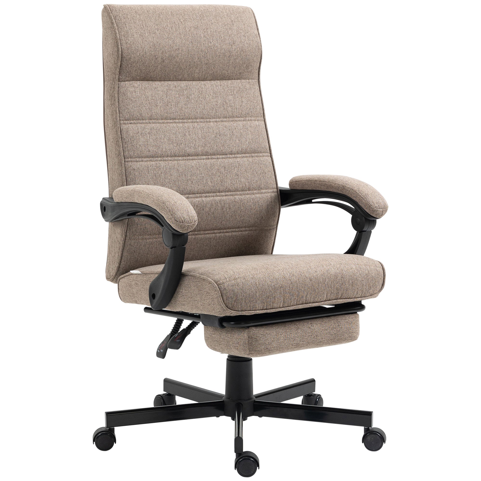 Linen High Back Office Chair with Footrest - Brown-Office Products > Office Furniture > Office Chairs > Task Chairs-DECOROLALA